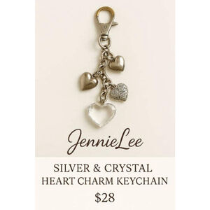 JennieLee 1 of 1 Purse Charm – Silver & Crystal Heart Keepsake